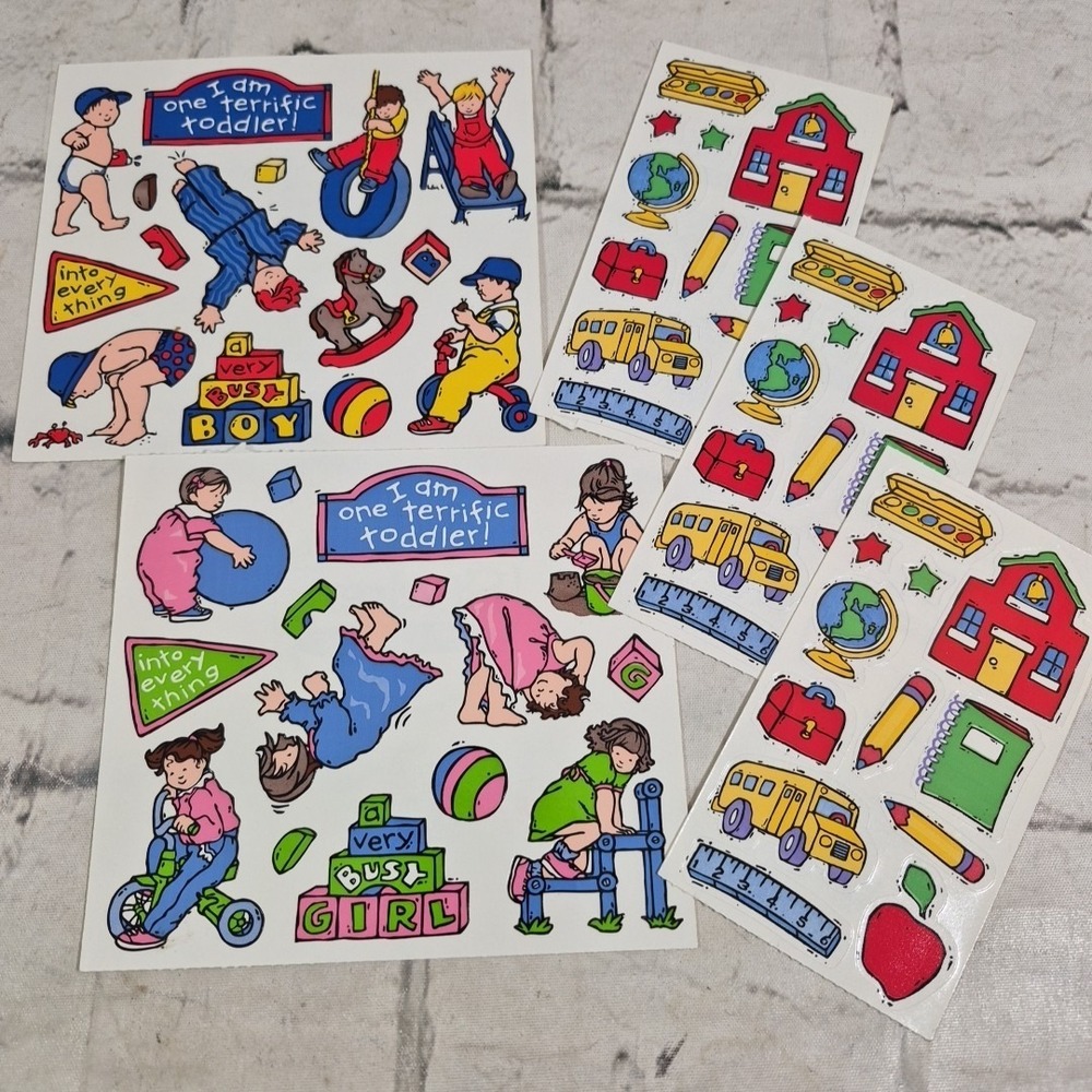 Vintage Scrapbooking Stickers Toddler Boy Girl Pre School Kindergarten Lot